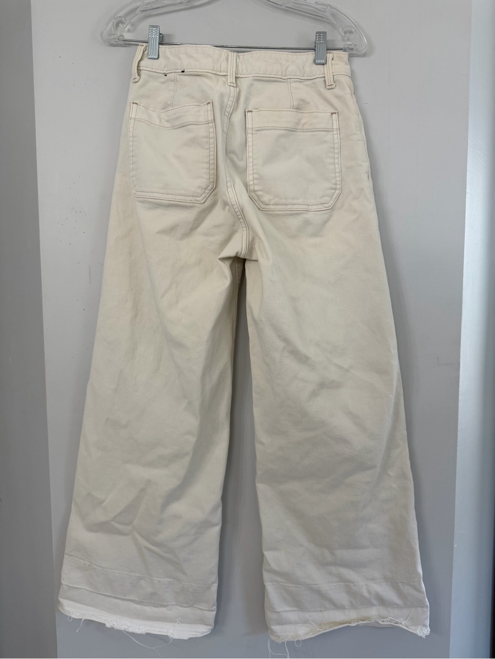 GAP women’s 27 cream ivory wide leg patch pockets denim jeans - Picture 3 of 11